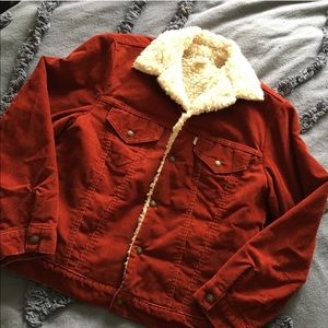 Levi’s Orange Sherpa Trucker Jacket
